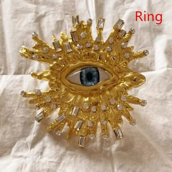 Surrealism Blue Eyes Baroque Eyes Adjustable Ring - Picture 2 of 10